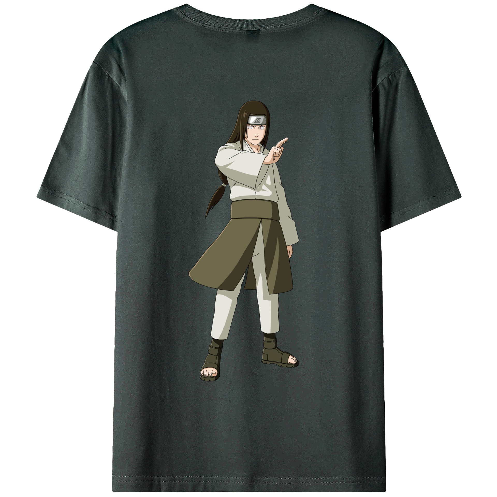 （画像用） NARUTO -ナルト- 日向ネジ Hyūga Neji 綿100％ メンズ半袖Tシャツ（バックプリント） 通気性